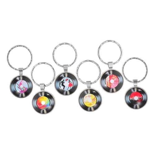 PRETYZOOM 6St Schlüsselbund aufzeichnen Schlüsselanhänger Musik Praktische Geschenkauswahl Schallplatten Dekoration schmuck Taschenanhänger Tasche hängende Dekoration Schlüssel Charme Glas von PRETYZOOM