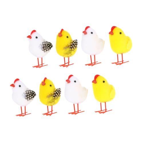 PRETYZOOM 8st Beflocktes Hühnerspielzeug Plüsch-Huhn-Miniatur Kleine Küken Schöne Desktop-verzierung Bauernhof-küken-Ornamente Flauschige Mini-küken Schmuck Küken Kuchen Topper Flanell von PRETYZOOM