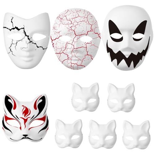 PRETYZOOM 9 Stk Zellstoff-maske Cosplay-party-masken Maskerade-maske Für Frauen Halloween-maske Handbemalte Masken Leere Masken Zum Dekorieren Maskenbau-kit Masken Zum Bemalen Papier Weiß von PRETYZOOM