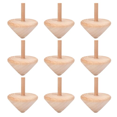 PRETYZOOM 9St Kreiselspielzeug aus Holz Handspielzeug Babyspielzeug rotierende Spielzeuge Holztrommel Drehkreisel Malkreisel aus Holz Kinderspielzeug Kreisel hölzern Beige von PRETYZOOM