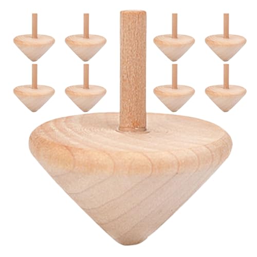 PRETYZOOM 9St Kreiselspielzeug aus Holz rotierende Spielzeuge Säuglingsspielzeug Holztrommel Drehkreisel Holzhandwerk Partygeschenk für Kreisel aus Holz hölzern Beige von PRETYZOOM