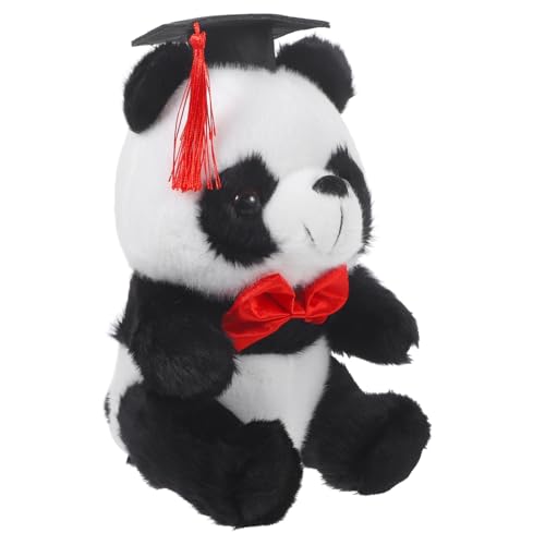 PRETYZOOM Abschluss-Panda-Figur Puppe Abschluss-Panda- Abschlussgeschenk Entzückender Cartoon-Panda Plüsch-Panda Zum Abschluss Abschluss-kuscheltiere Panda Rot Baumwolle von PRETYZOOM