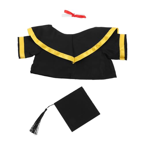 PRETYZOOM Abschlussbär-outfit Stofftierkleidung Kuscheltier Mütze Plüsch-abschlussoutfit Abschlussbär Plüsch Puppe-abschlusskappe Und -abschlusskleid Grad-hut- Papier Black von PRETYZOOM