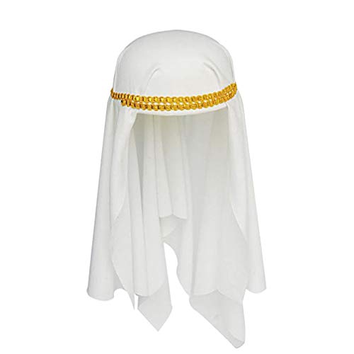 PRETYZOOM Araber Hut Kopftuch Kopfbedeckung mit Goldener Rand Halloween Araber Kostüm Scheich für Party Cosplay Requisiten (Weiß) von PRETYZOOM