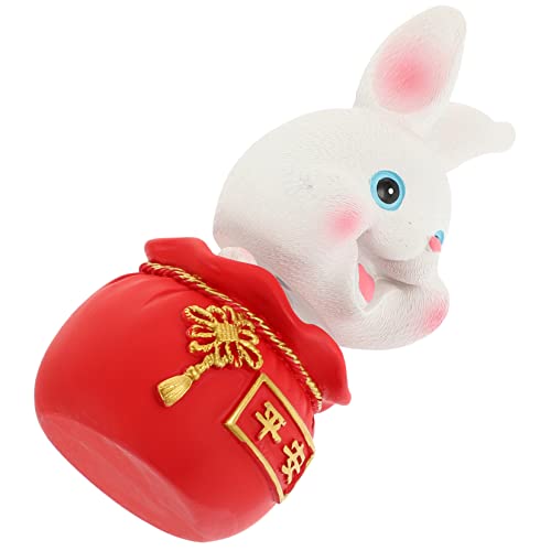 PRETYZOOM Bommel-Geldbeutel Hase Sternzeichen Hasenfiguren Hasenfigur Für Zu Hause Puppe Spielzeug Desktop-Dekoration Tanzfigur Spielzeug Mini-Hasen Reichtum Figur Autodekoration Harz von PRETYZOOM