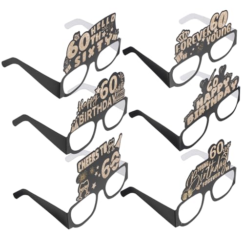 PRETYZOOM Brillen Zum 60. Geburtstag 12 Stück Papierbrillen Zum 60. Geburtstag Sechzigjährige-Brillen Fotoautomaten-Requisite Für Partyzubehör Zum 60. Jahrestag Dekoration von PRETYZOOM