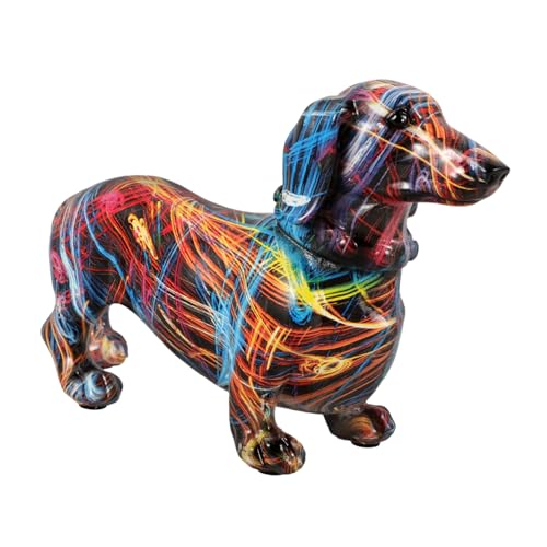 PRETYZOOM Dackel Hundeschmuck Kleine Welpenfiguren Handbemalter Hund Realistisches Tierspielzeug Dackelfigur Hundeskulptur Hundestatue Graffiti Dackelstatue Kunstharz von PRETYZOOM