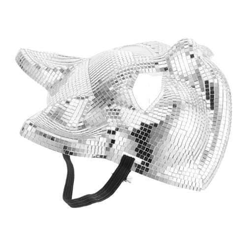 PRETYZOOM Strass Katze Maskerade Maske Volle Gesicht Silber Maske Halloween Party Kostüme von PRETYZOOM