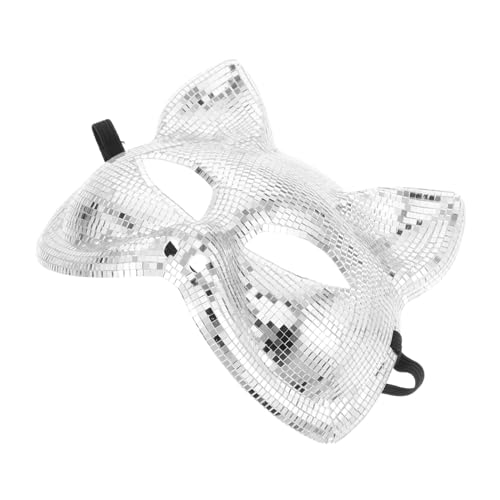 PRETYZOOM Disco-katze-gesichtsmaske Retro-halloween-maske Sequenz-gesichtsmaske Für Frauen Klare Halloween-maske Spiegel Kostüm Hase Gesichtsmaske Kaninchen Maskerade Maske Glas Silver von PRETYZOOM