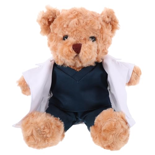 PRETYZOOM Doktor-Bär-Puppe kinderarzt plüschbär Plüsch gefüllte Bärenpuppe lebendige Bärenpuppe dekorative Bärenpuppe ausgestopftes Bärenspielzeug tragen PP Baumwolle Light Brown von PRETYZOOM