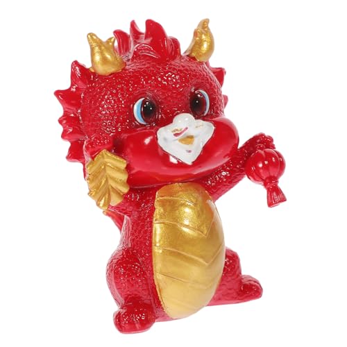 PRETYZOOM Drachenverzierung Sternzeichen-Drachen-Maskottchen Reichtum Figur Drachenstatue Beweglicher Drache Drachenplüsch Drachenspielzeug Tierkreis-Drachen-Statue Spielzeugdrache Rot Harz von PRETYZOOM