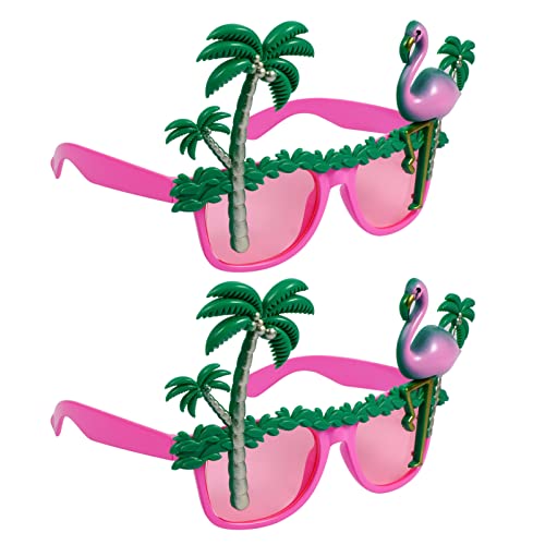 PRETYZOOM Flamingo Brille 2-Teilige Flamingo-Sonnenbrille Partybrille Hawaiianische Neuheitsbrille Für Kinder Erwachsene Kostüm Hawaii Brille von PRETYZOOM