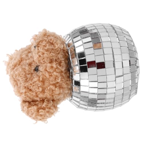 PRETYZOOM Glas Disco Spiegel Bär Puppe Reflektierende Disco Stoffbär Spiegel Disco Kugel Bär Form Puppe Schmuck Reflektierende Spiegel Kugel Bär Ornament von PRETYZOOM