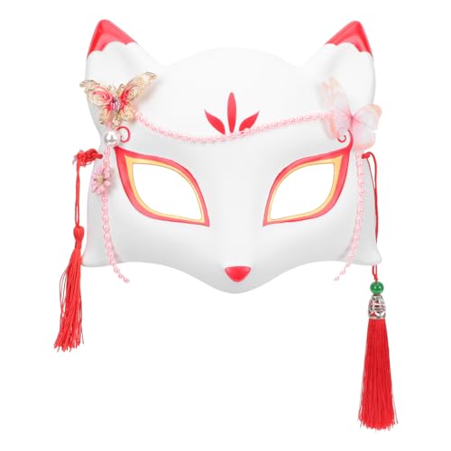 PRETYZOOM Halloween- Fuchsmasken Kitsune- Katzenmasken Japanische Kimono- Masken Halbe Maskerade- Masken mit Quaste Halloween- Cosplay- Requisiten für Männer Frauen Weiß PRETYZOOM Halloween- Fuchsmasken Kitsune- Katzenmasken Japanische Kimono- Masken Halbe Maskerade- Masken mit Quaste Halloween- Cosplay- Requisiten für Männer Frauen Weiß von PRETYZOOM