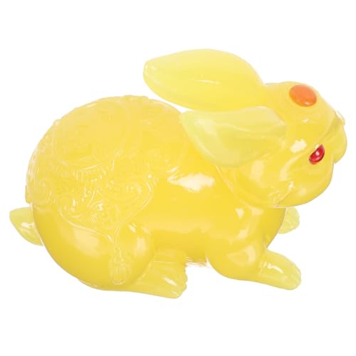 PRETYZOOM Jade-Kaninchen-Ornament Kuchen Topper Osterbabys Osterdekorationen für den Außenbereich Puppe hasenfiguren Animal Figures Ostern-Kaninchen-Ornament Miniaturfiguren Harz Yellow von PRETYZOOM