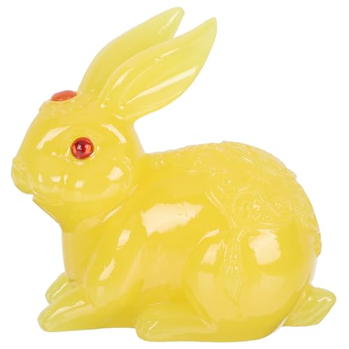 PRETYZOOM Jade-Kaninchen-Ornament Osterhase Niedlich ausgestopft Mini-Kaninchen Osterspielzeug hasenfiguren Animal Figures Tierfigur osterpräsent Miniaturfiguren Kaninchenfiguren Harz Yellow von PRETYZOOM