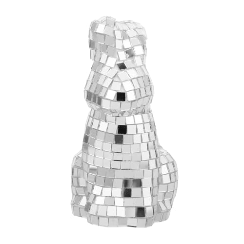 PRETYZOOM Kaninchen-Verzierung Puppenhaus Puppenhäuser Schaumkaninchen kleine Gong-Dekoration Artikel Puppenhaus Miniatur-Puppenhäuser Hanteln Hasen-Partystatue Disco-Hase-Figur Glas Silver von PRETYZOOM