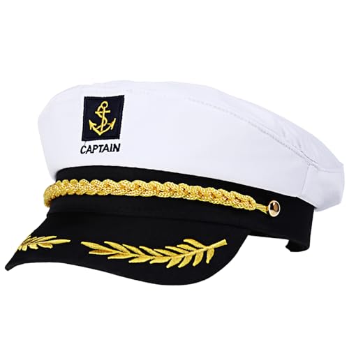 Kapitän Hut Verstellbar Yacht Boot Schiff Seemann Hut Marine Admiral für Matrosen Kostüm Cosplay Kapitän Hut Verstellbar Yacht Boot Schiff Seemann Hut Marine Admiral für Matrosen Kostüm Cosplay von PRETYZOOM