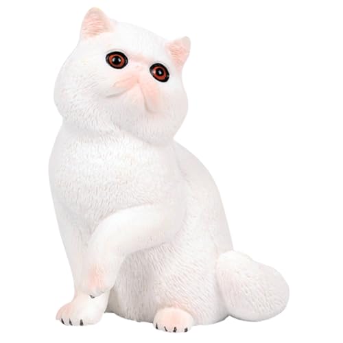 PRETYZOOM Katzenschmuck Auto Tiere Miniaturen Katze Tierfigur Kuchendeckel Katze Kätzchenfigur Spielzeug für Kinder kinderspielzeug realistisches Tiermodell Desktop-Schmuck Plastik Weiß von PRETYZOOM