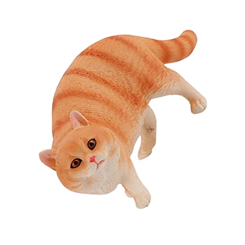 PRETYZOOM Katzenschmuck Kätzchenfigur Mini-Spielzeug Miniaturdekoration Desktop-Dekoration Kuchen Spielzeug kiddibuzz kindes geschke Haustierfigur Tiermodell Kätzchen-Statue Plastik Orange von PRETYZOOM