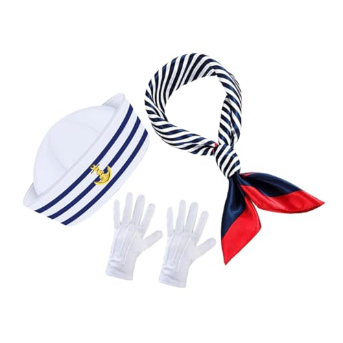 PRETYZOOM Leichtes Atmungsaktives Yacht Captain Set mit Gestreifter Mütze Schal und Handschuhen Nautisches Kostümzubehör für Erwachsene für Partys Cosplay und Festliche Anlässe PRETYZOOM Leichtes Atmungsaktives Yacht Captain Set mit Gestreifter Mütze Schal und Handschuhen Nautisches Kostümzubehör für Erwachsene für Partys Cosplay und Festliche Anlässe von PRETYZOOM