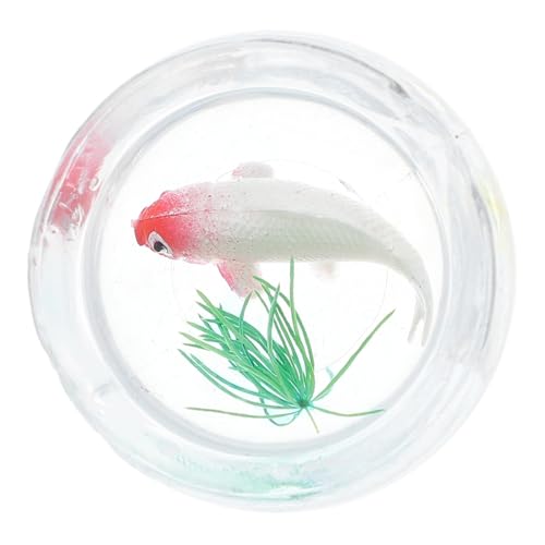 PRETYZOOM Mini-Aquarium Puppenhaus-Aquarium Miniatur-goldfischgläser Fischskulpturen Mikro-landschaftsdekoration Puppenhaus Fischglas Miniatur Fischglas Miniatur-Aquarium Rot PVC von PRETYZOOM