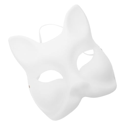 PRETYZOOM Papiermaske Bemalbare Tiermaske Katze Cosplay-Maske schlichte Mache-Maske Katzenmasken zum bemalen masken für kinder halloween maske leere maske selber machen unbemalte Masken Weiß von PRETYZOOM