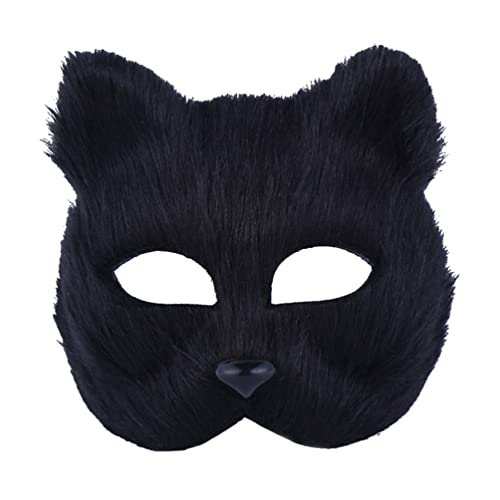 PRETYZOOM Party- Kostüm- Masken Masquerade Tiermasken Plüsch Fuchsmasken Halbgesicht Cosplay Kostümmasken Kostümzubeh?r für Halloween Carnival Mardi Gras Party Schwarz Maskerade Fuchsmasken von PRETYZOOM