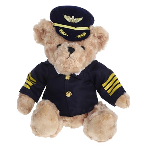 PRETYZOOM Plüschbär Stofftier Bär Süßer Plüschbär Uniformes Plüschspielzeug Süßer Stoffbär Ausgestopfte Bärenpuppe Plüsch-pilotbär Plüsch Stofftier Bär Plüschpuppe Pp Baumwolle von PRETYZOOM