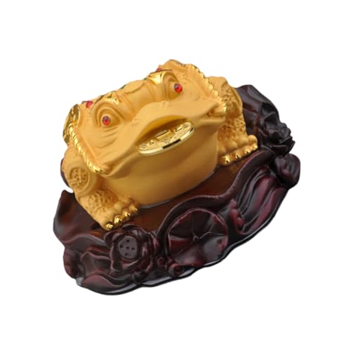 PRETYZOOM Sand Goldene Kröte Chinoiserie-Ornamente Mini Feng Shui Geldfroschstatue Armaturenbrettdekorationen Für Autos Schreibtischdekoration Goldene Froschfigur Zartes Krötendekor Harz von PRETYZOOM