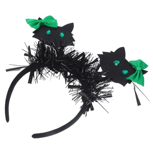 PRETYZOOM Schwarzes Katzenschleifen-Stirnband Plüschtiere Halloween Maske Haarschmuck mit Katzenmotiv Katzenohren Haarband Bequemes Haarband Kopfschmuck Requisiten Haarreiber Plastik Black von PRETYZOOM