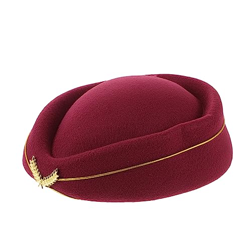 PRETYZOOM Stewardess Hut Flugbegleiterin Air Hostess Hut Wolle Stewardess Cap Cosplay Kostüm Zubehör für Damen Weinrot, Vino Rosso, 56/ 58 cm PRETYZOOM Stewardess Hut Flugbegleiterin Air Hostess Hut Wolle Stewardess Cap Cosplay Kostüm Zubehör für Damen Weinrot, Vino Rosso, 56/ 58 cm von PRETYZOOM
