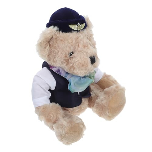 PRETYZOOM Stewardess Stoffbär Pilotenzubehör Bär Puppe Spielzeug Ausgestopfter Pilotbär Entzückender Stoffbär Ausgestopfte Bärenpuppe Zuhause Bärenpuppe Ankleideweste Bär Tragen Plüsch Blue von PRETYZOOM