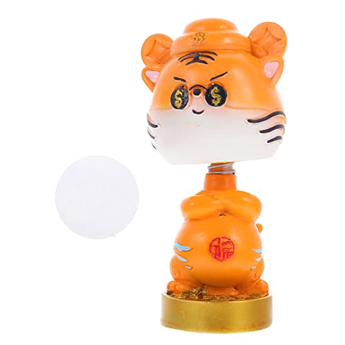 PRETYZOOM Tiger-wackelkopf-Ornament Auto Plüsch Jahr Der Figur Katze Armband Gefülltes Sparschwein Kostüm Giraffe Jahr Dekoration Lebewesen Katzen-denkmal Orange Harz von PRETYZOOM