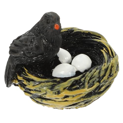 PRETYZOOM Vogelhandwerk Käfig gefälschte Eulen Krähe Plüsch Gänseabschreckung Cute Decor Easter Decoration Puppenhaus künstliches Vogelnest Mikro künstliches Vogelnest Harz Black von PRETYZOOM