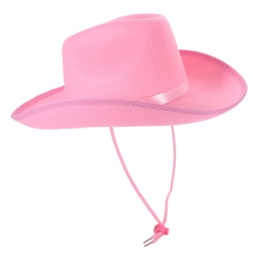 PRETYZOOM Westernhut Herren Western Cowgirl Hut Für Kostüme Verstellbarer Cowboyhut Mit Ripsband Und Schnürung Pink Perfekt Für Halloween Partys Und Cowgirl Kostüme von PRETYZOOM