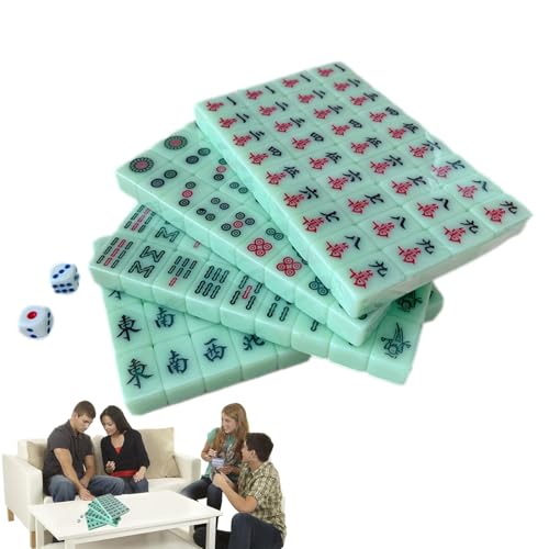 PRIMUZ Mahjong Set, leichtes tragbares Mahjong-Fliesen-Set, Reise-Mahjong-Spiel-Set, 144 Teile/Kit, Fliesenspiel, Reisezubehör für Ausflüge, Schlafsäle, Häuser, Schulen von PRIMUZ