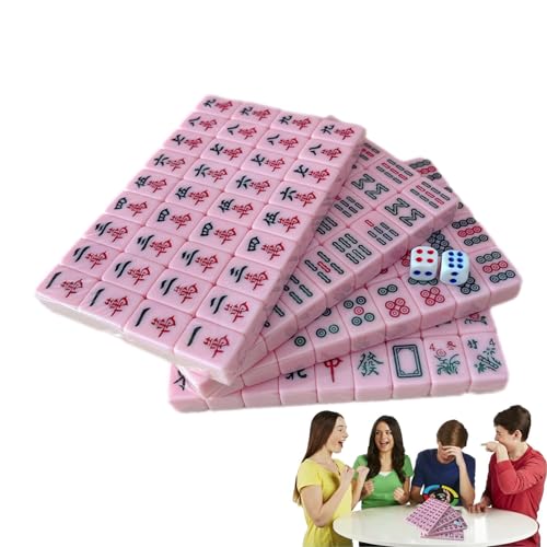 PRIMUZ Mahjong Set, leichtes tragbares Mahjong-Fliesen-Set, Reise-Mahjong-Spiel-Set, 144 Teile/Kit, Fliesenspiel, Reisezubehör für Ausflüge, Schlafsäle, Häuser, Schulen von PRIMUZ