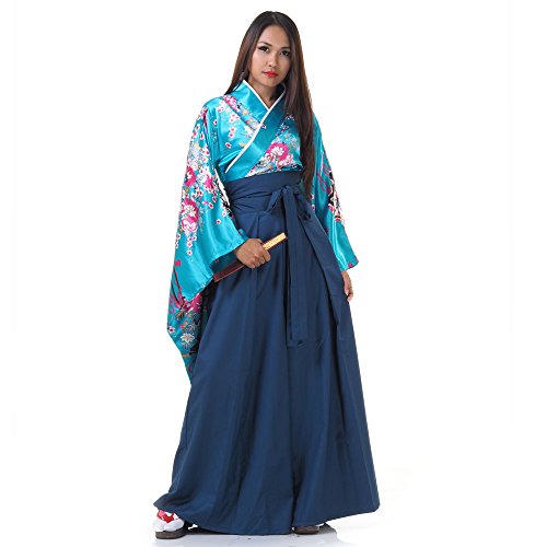 PRINCESS OF ASIA Hochwertiges Japan Damen Geisha Samurai Kriegerin Kimono Outfit Kostüm Hanfu Kleid Kanna aus Baumwolle & Satin von PRINCESS OF ASIA