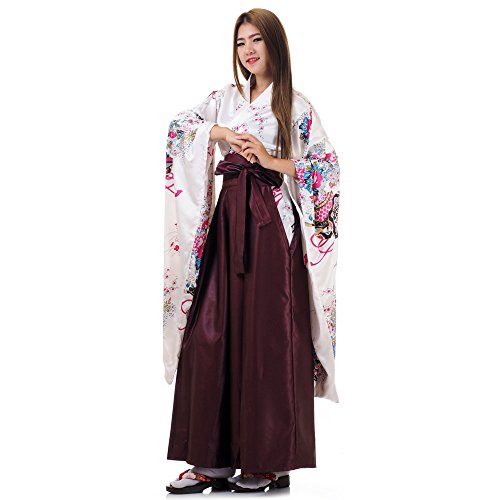 PRINCESS OF ASIA Hochwertiges Japan Damen Geisha Samurai Kriegerin Kimono Outfit Kostüm Hanfu Kleid Kanna aus Baumwolle & Satin von PRINCESS OF ASIA