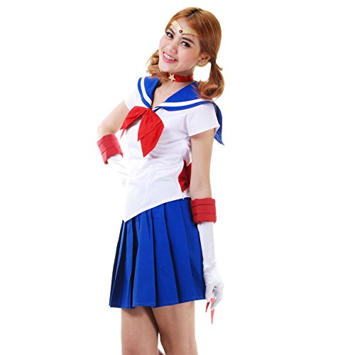 PRINCESS OF ASIA Sailor Moon Saturn Neptun Uranus Pluto Mars Jupiter Venus Merkur Chibi Moon Uniform Cosplay Kostüm Japanische Schuluniform aus der Comic Manga Serie Sailor Moon (L, Sailor Moon) von PRINCESS OF ASIA