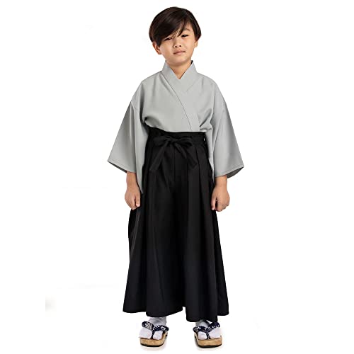 PRINCESS OF ASIA Traditionelles japanisches Kinder Samurai Kostüm Kimono Set Kendo Gi Shirt + Hakama Hose für Jungen und Mädchen aus Baumwolle von PRINCESS OF ASIA