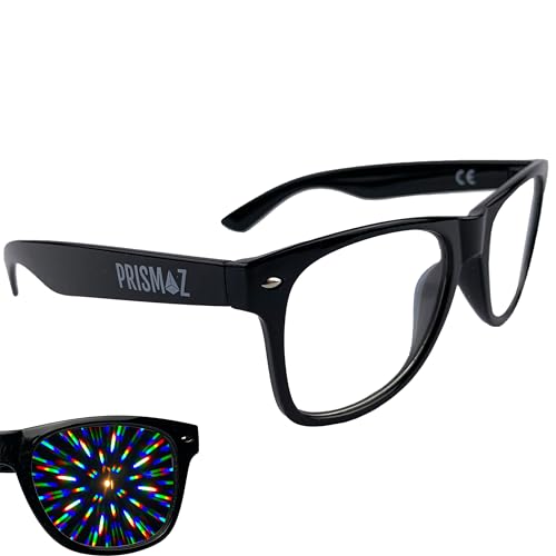 PRISMAZ Beugungsbrille Für Fantastische Regenbogen Kaleidoskop Effekte - Festival Rave Feuerwerk Party Accessoire (Schwarz) von PRISMAZ