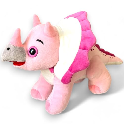 PRIXELLE Triceratops Dino Kuscheltier für Kinder 36 cm - Baby Kuscheltier zum Kuscheln - Entzückendes Dino Plüschtier - Weiches Dinosaurier Kuscheltier Dino Fans - Dino Spiel - Handgefertigt von PRIXELLE