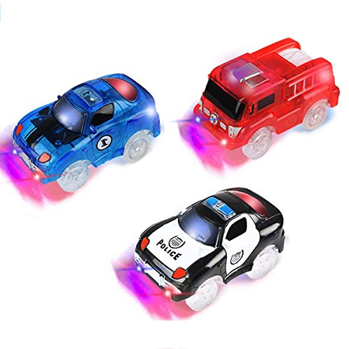 PROACC Track Cars für Kinder, 3 Pack Race Cars Autorennbahn Spielzeug Auto, 5 LED Blinklichtern Magic Toys, Childs Geschenke von PROACC