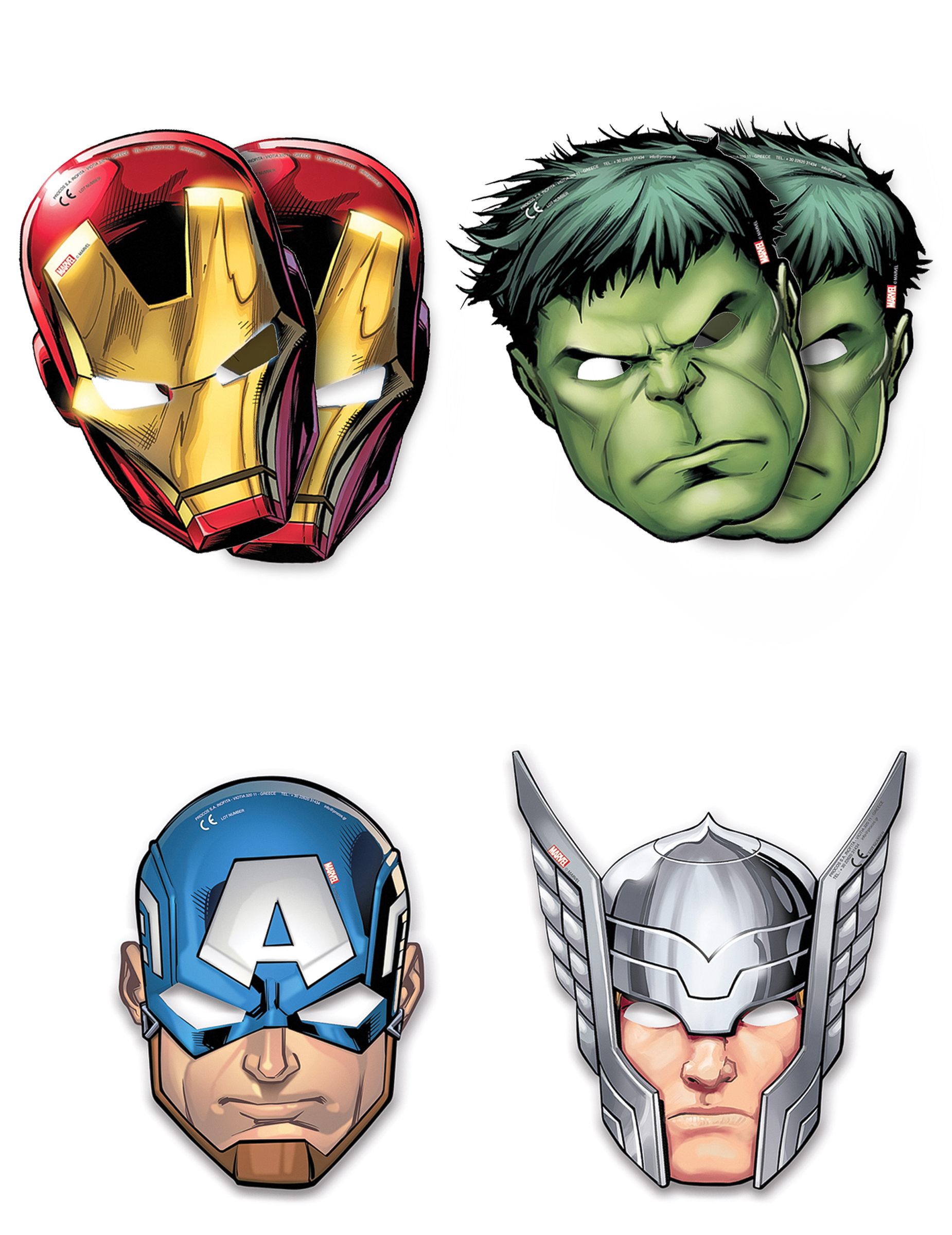 Kostümaccessoire Kinder-Augenmasken Avengers 4 Stück rot-grün-blau-silber von KARNEVAL-MEGASTORE