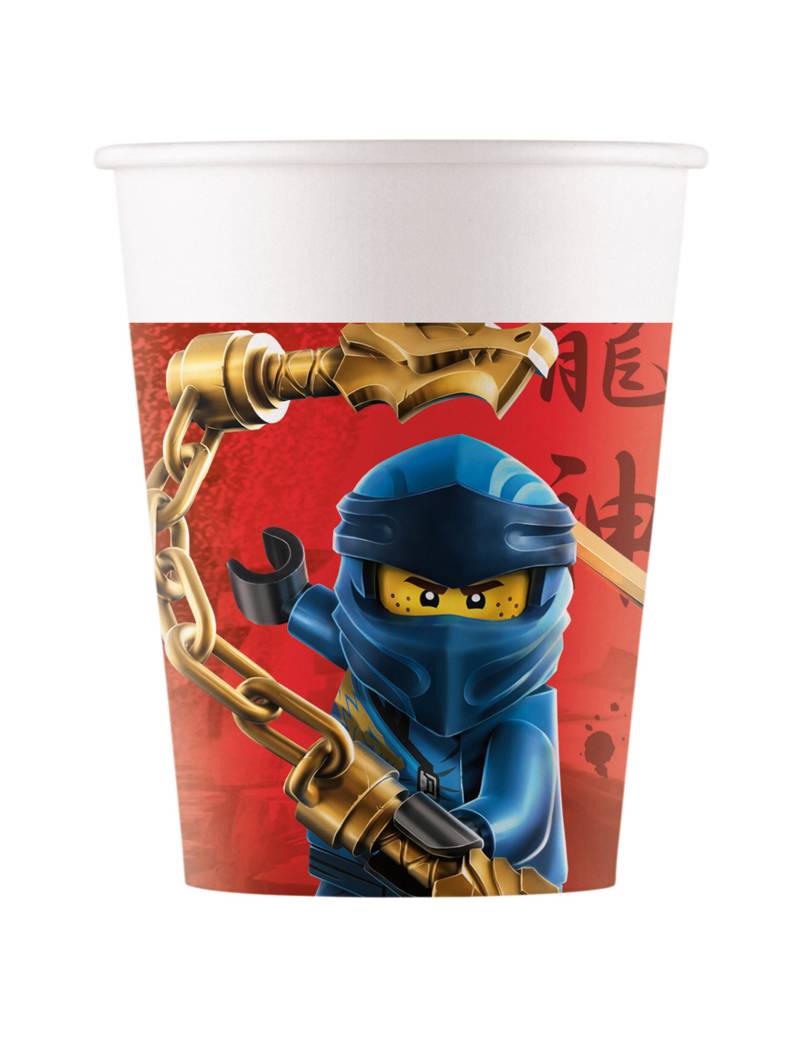 Lego Ninjago-Trinkbecher Kindergeburtstag-Partydeko 8 Stück bunt 200 ml von KARNEVAL-MEGASTORE