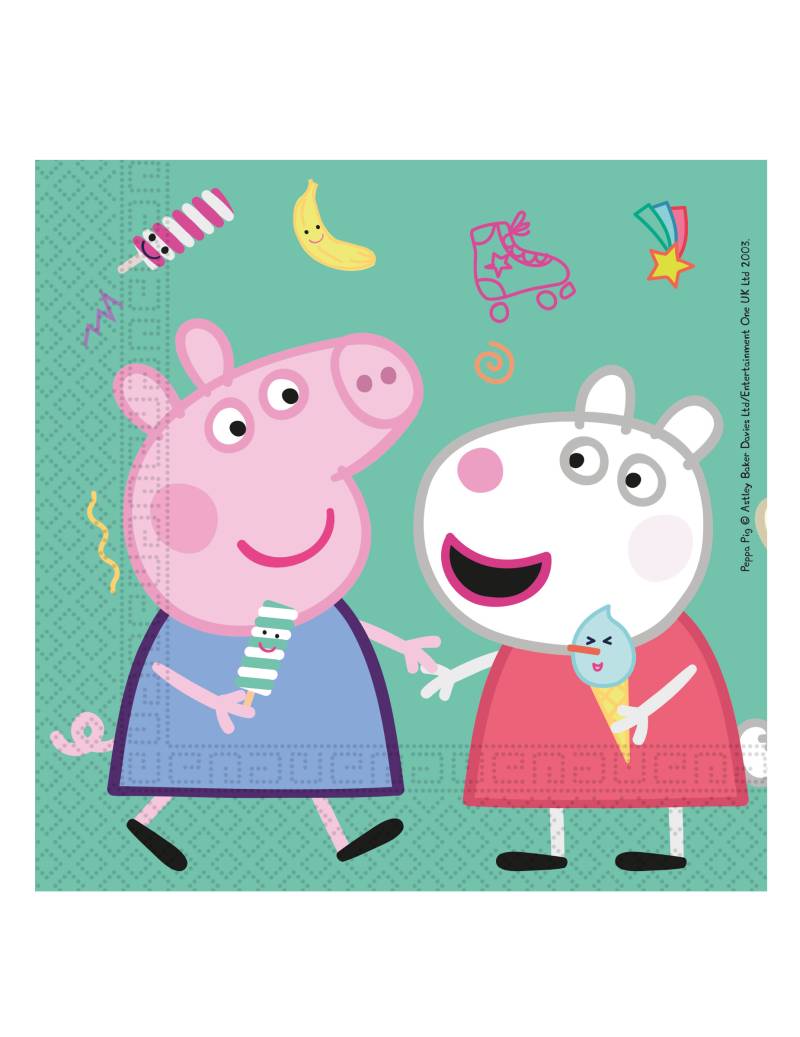 Peppa Wutz Papierservietten 20 Stück bunt 33 x 33 cm von KARNEVAL-MEGASTORE