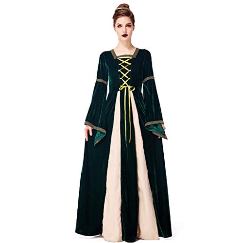 PROTAURI Damen Halloween Königin Kostüm - Frauen Langarm Mittelalter Kleid Gothic Retro Kleid Renaissance Prinzessin Cosplay Party Outfit/S-XL von PROTAURI