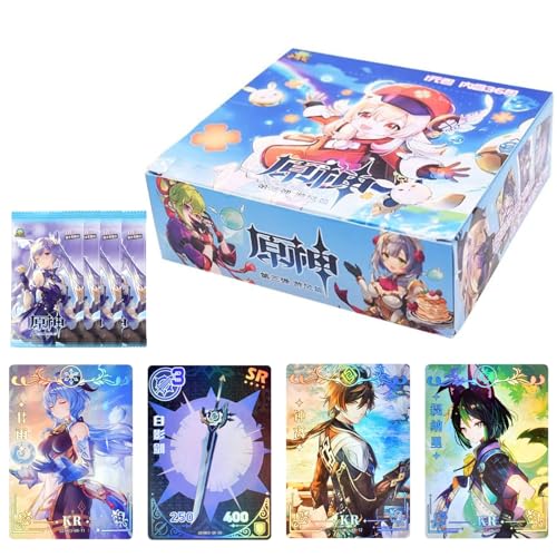 PROVEXIA 36 Packs Genshin Impact Karten, Anime Games Sammelkarten, Genshin Impact Card Booster Edition, Kartenspiel Sets, Games Impact Karten Packs, Cartoon Trading Cards Booster Box als Sammlung von PROVEXIA